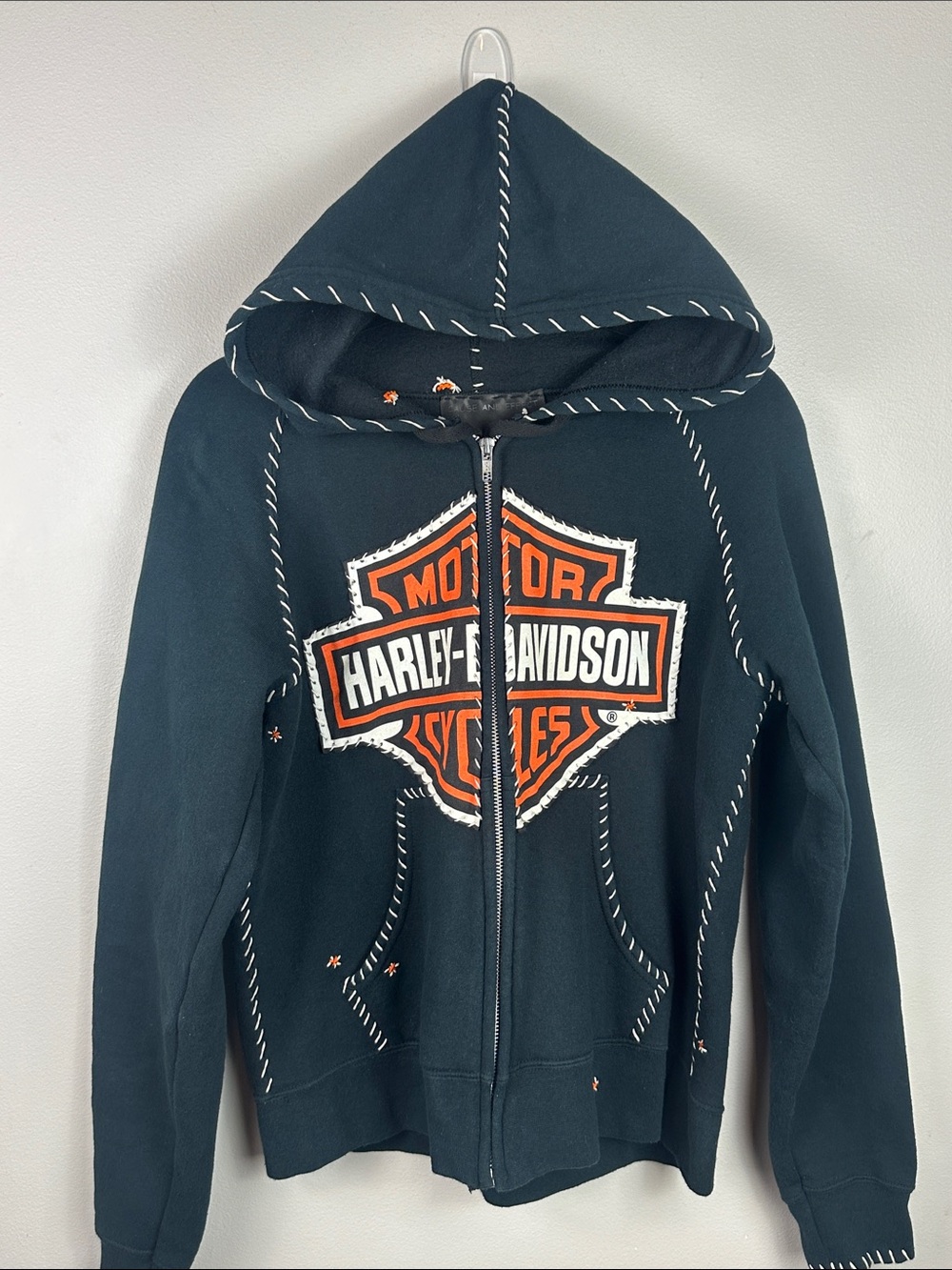 Rare Cause & Effect Reworked Harley-Davidson Whip Stitch Hoodie Dushyant Agarwal